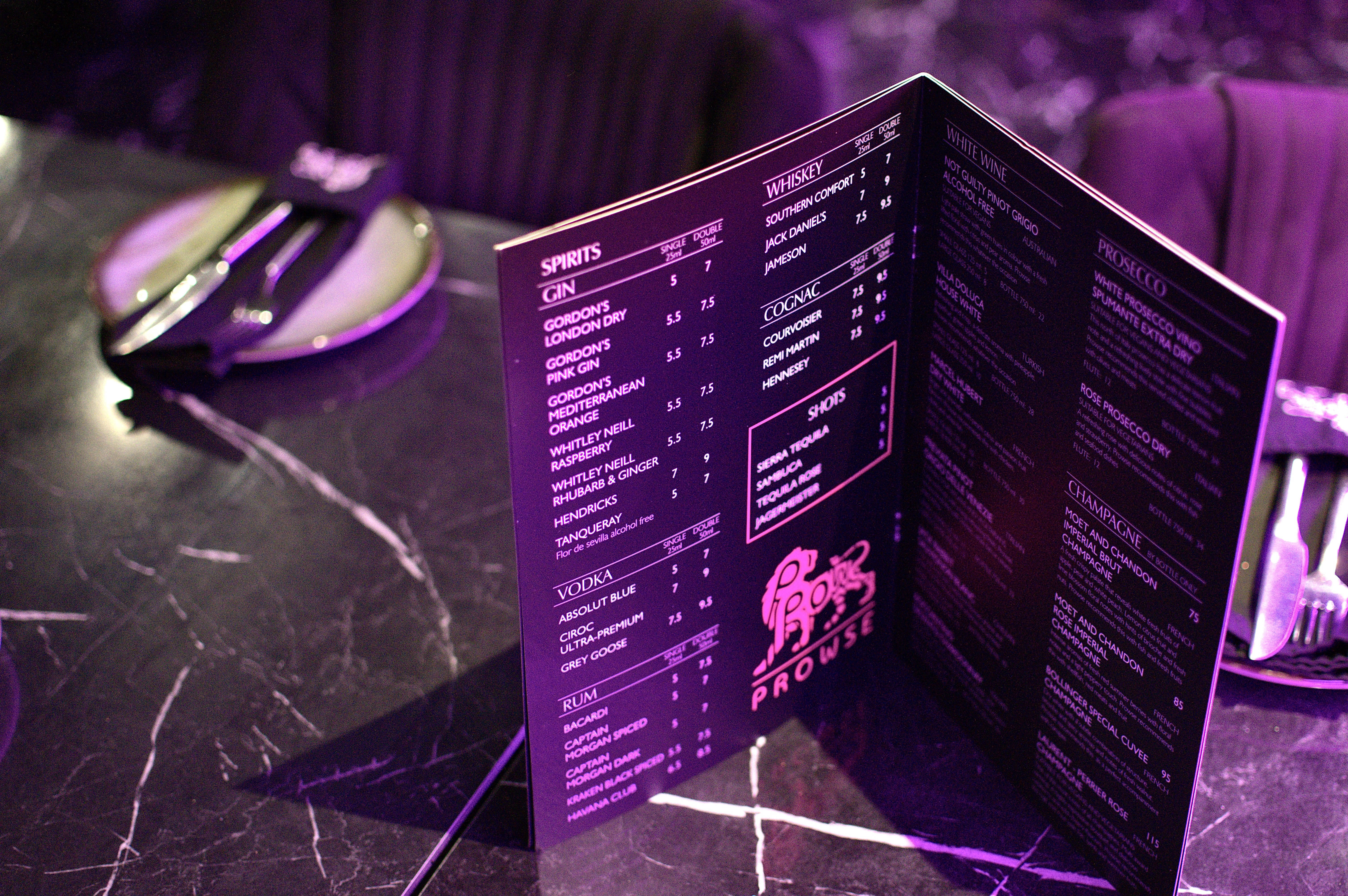 Full menu and allergy information at Prowse Restaurant